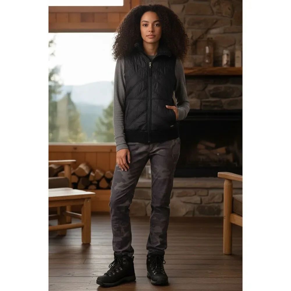 NWOT prAna Esla Black Fleece Lined Quilted Waterproof Puff Vest Women's Large